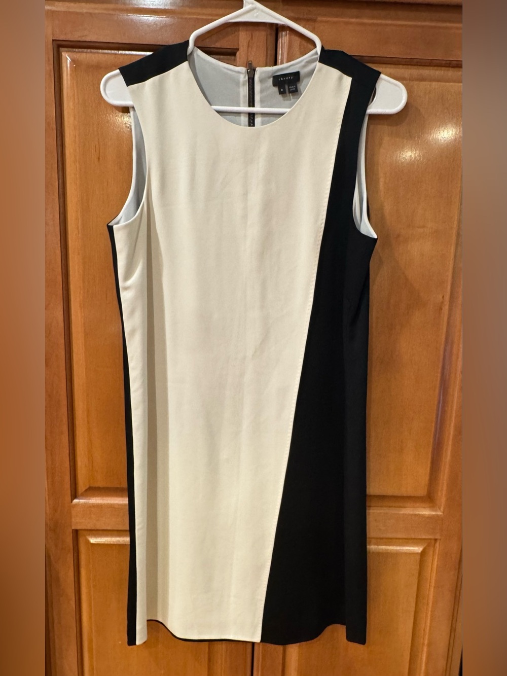 Theory Black and White Vertical Colorblock Mini Dress - Picture 2 of 5